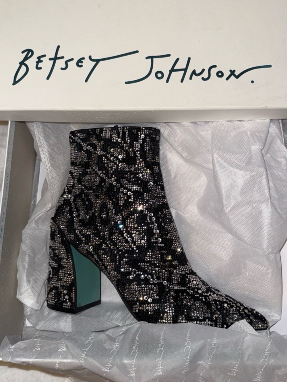 Betsey Johnson Kris Black and Silver Ankle Boots NWT